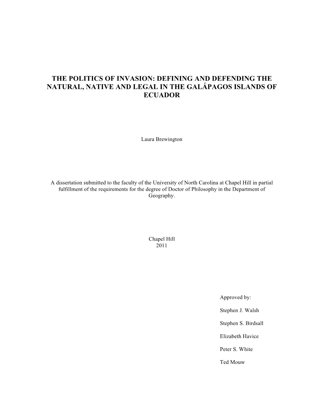 Defining and Defending the Natural, Native and Legal in the Galápagos Islands of Ecuador