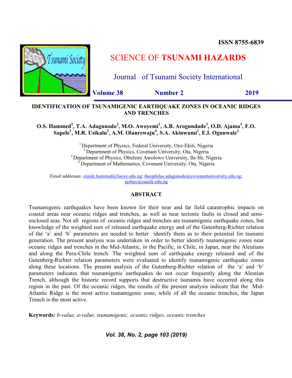 Science of Tsunami Hazards