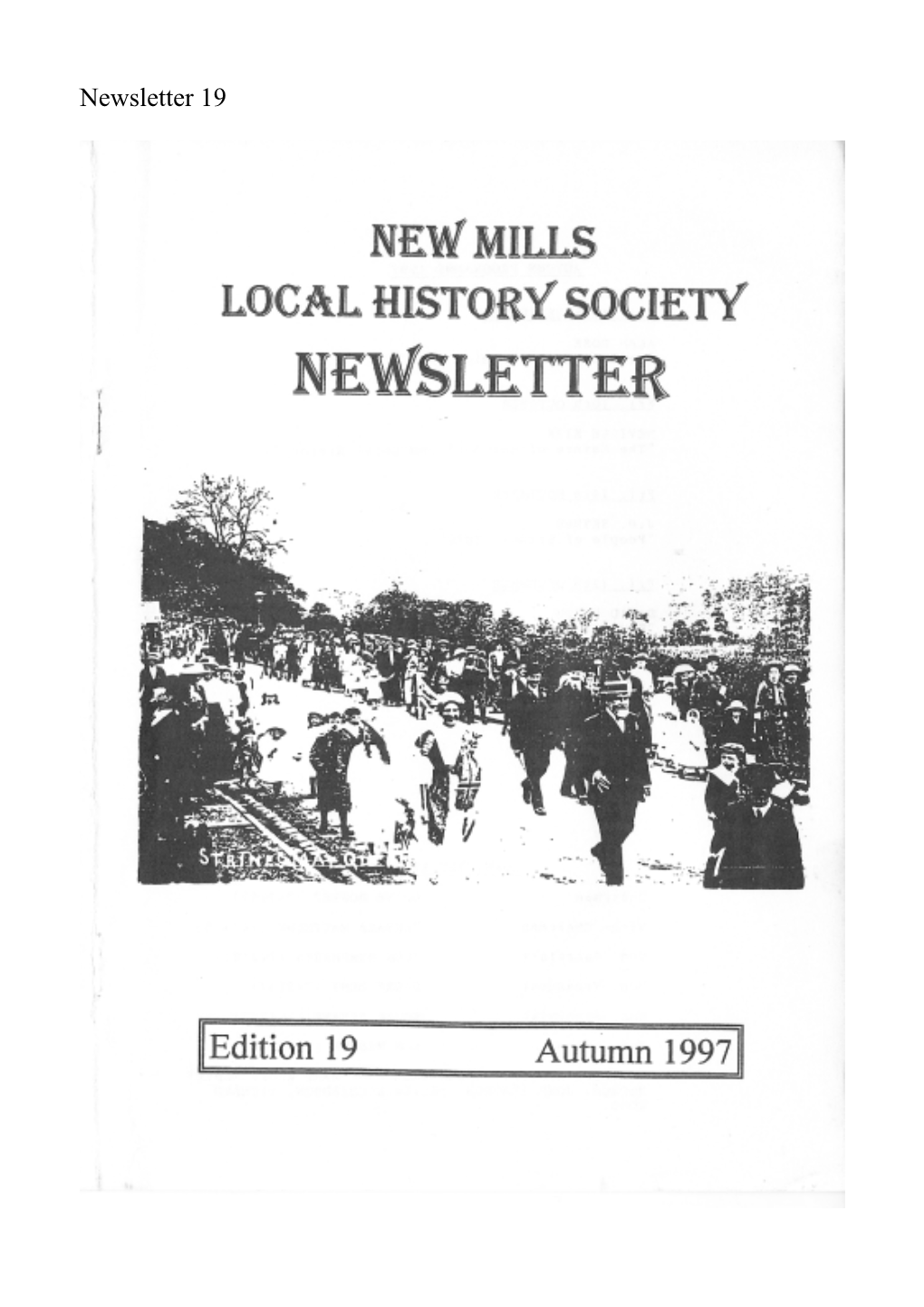 Newsletter 19 AUTUMN PROGRAMME 1997