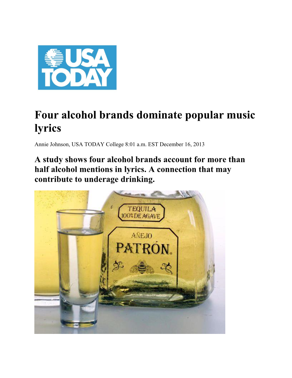 Four Alcohol Brands Dominate Popular Music Lyrics