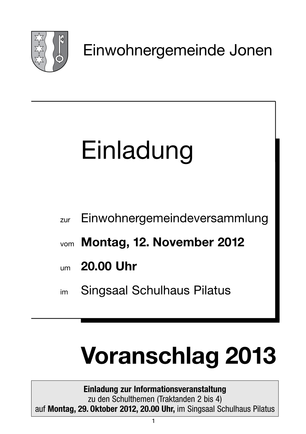 Einwohnergemeindeversammlung Vom 12.11