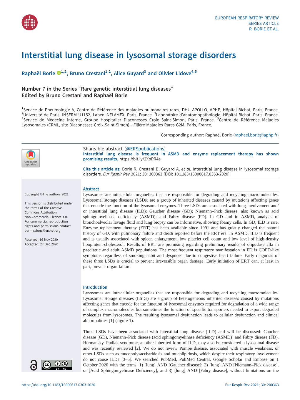 Interstitial Lung Disease in Lysosomal Storage Disorders