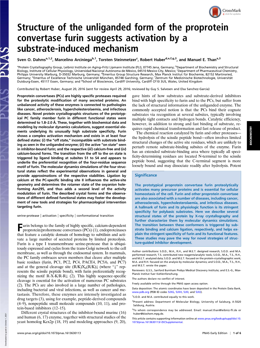 Structure of the Unliganded Form of the Proprotein Convertase Furin Suggests Activation by a Substrate-Induced Mechanism