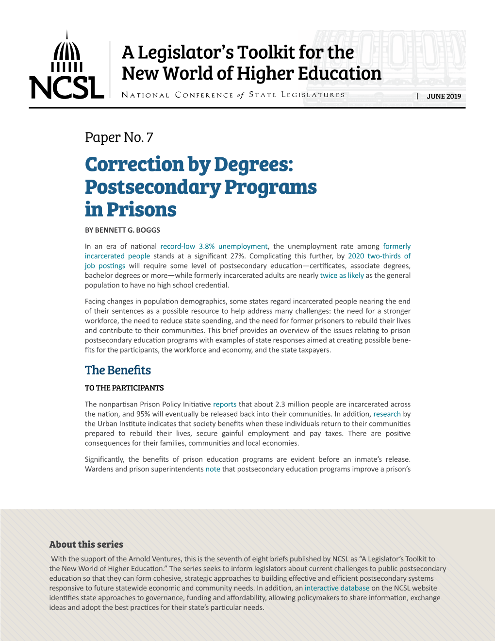 Correction by Degrees: Postsecondary Programs in Prisons by BENNETT G