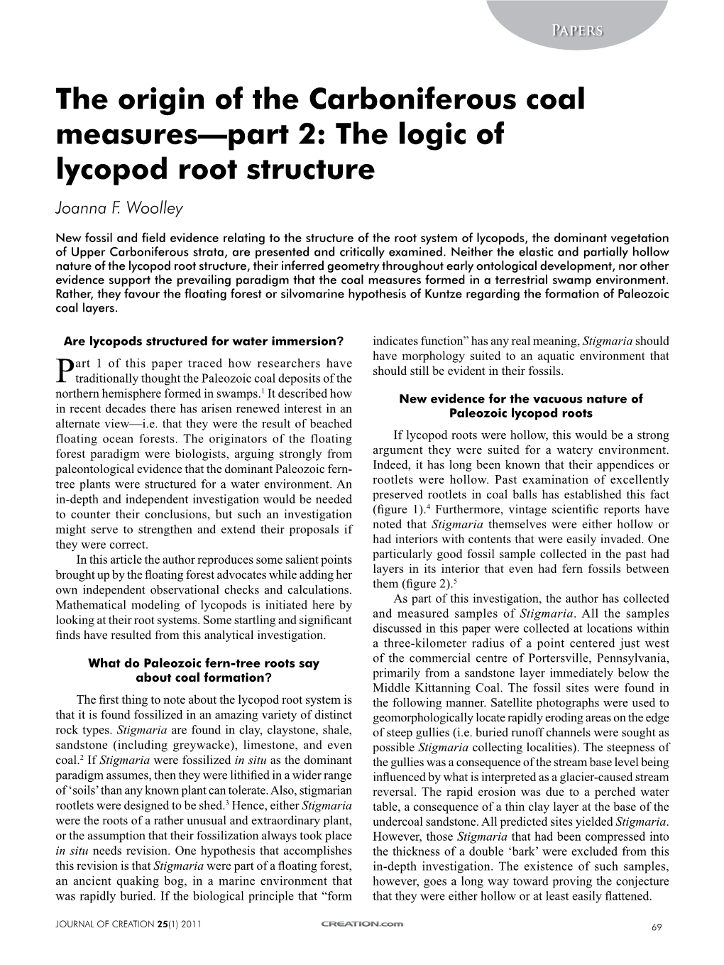 The Origin of the Carboniferous Coal Measures—Part 2: the Logic of Lycopod Root Structure Joanna F