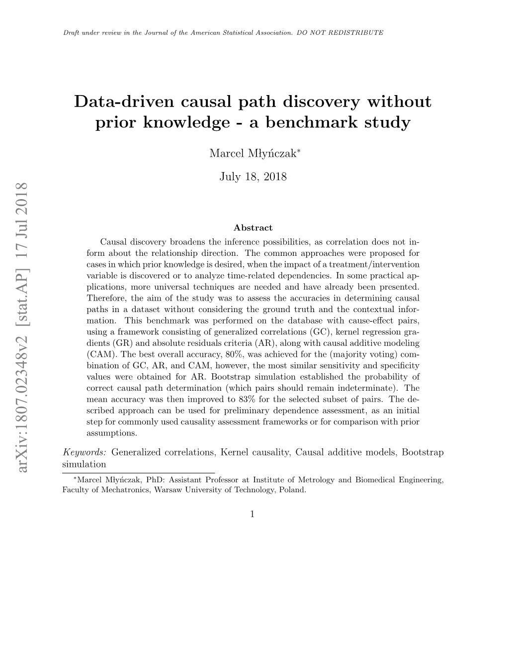 Data-Driven Causal Path Discovery Without Prior Knowledge - a Benchmark Study