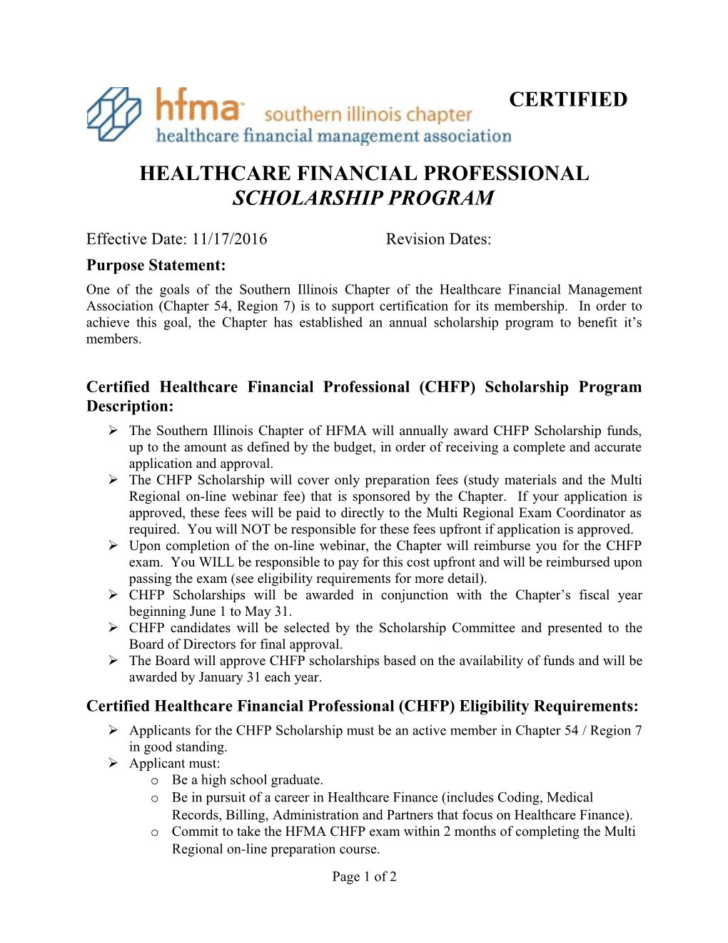 Southern Illinois Chpater of Healthcare Financial Management Association (Hfma)