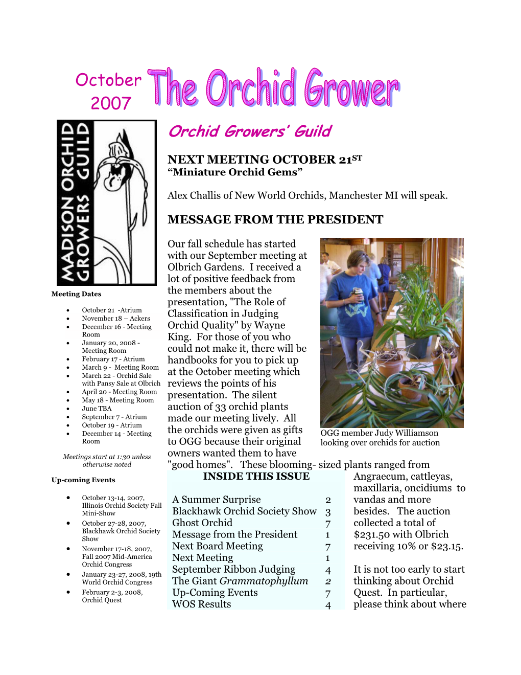 October 2007 Orchid Growers’ Guild