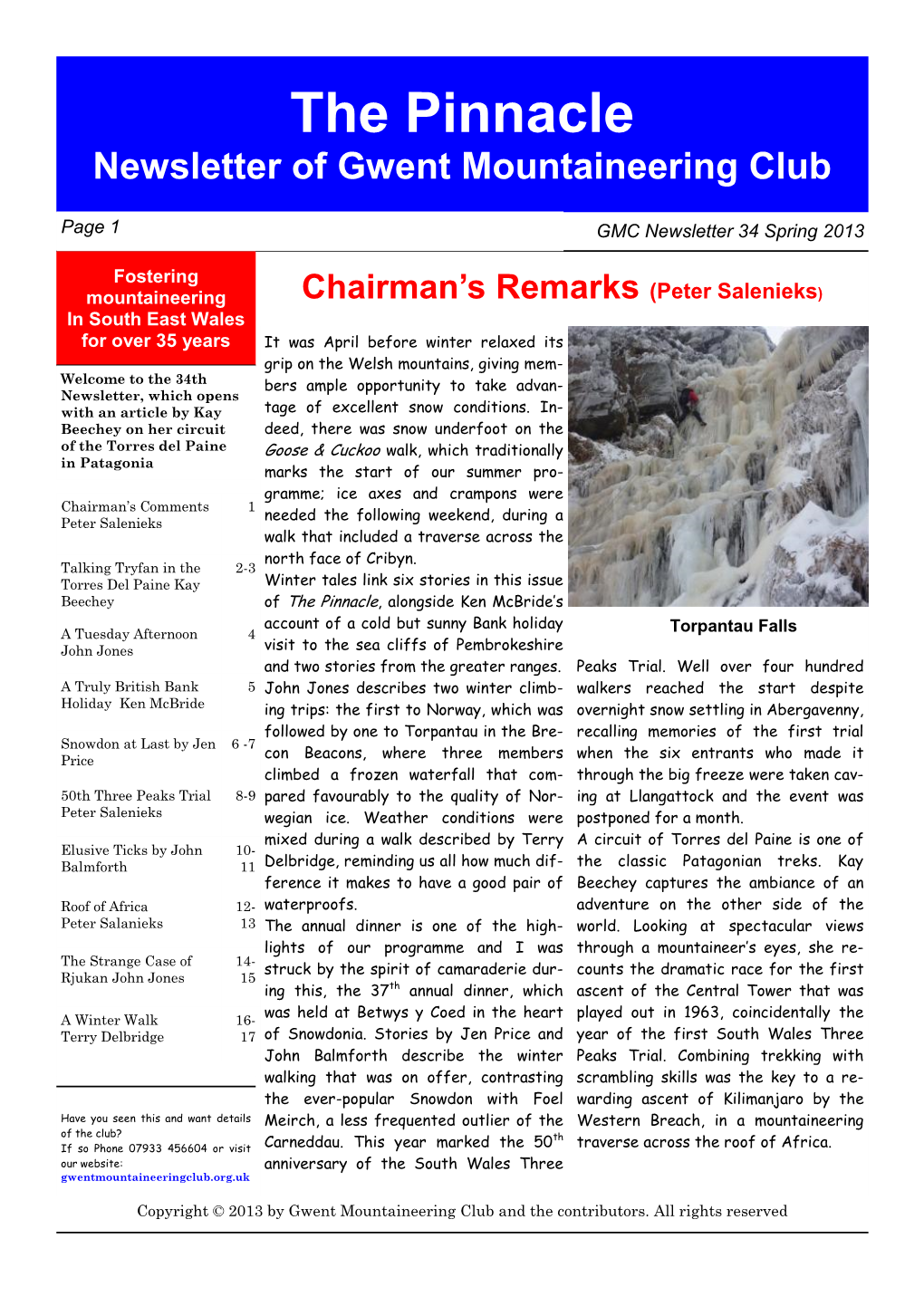 Newsletter 34 Spring 2013