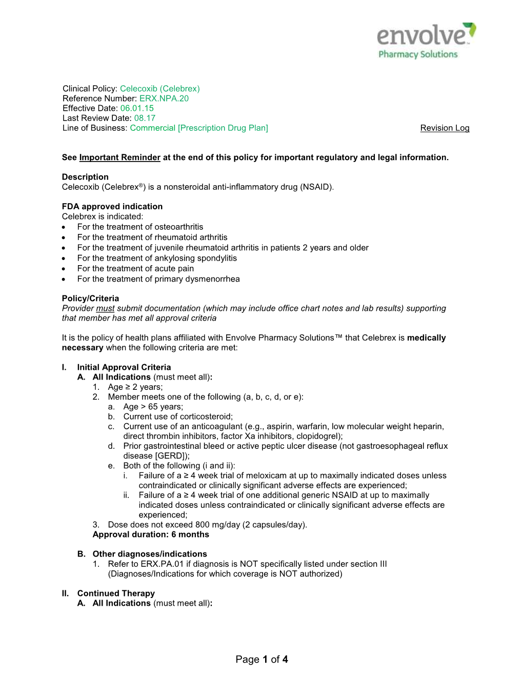 ERX.NPA.20 Celecoxib (Celebrex)