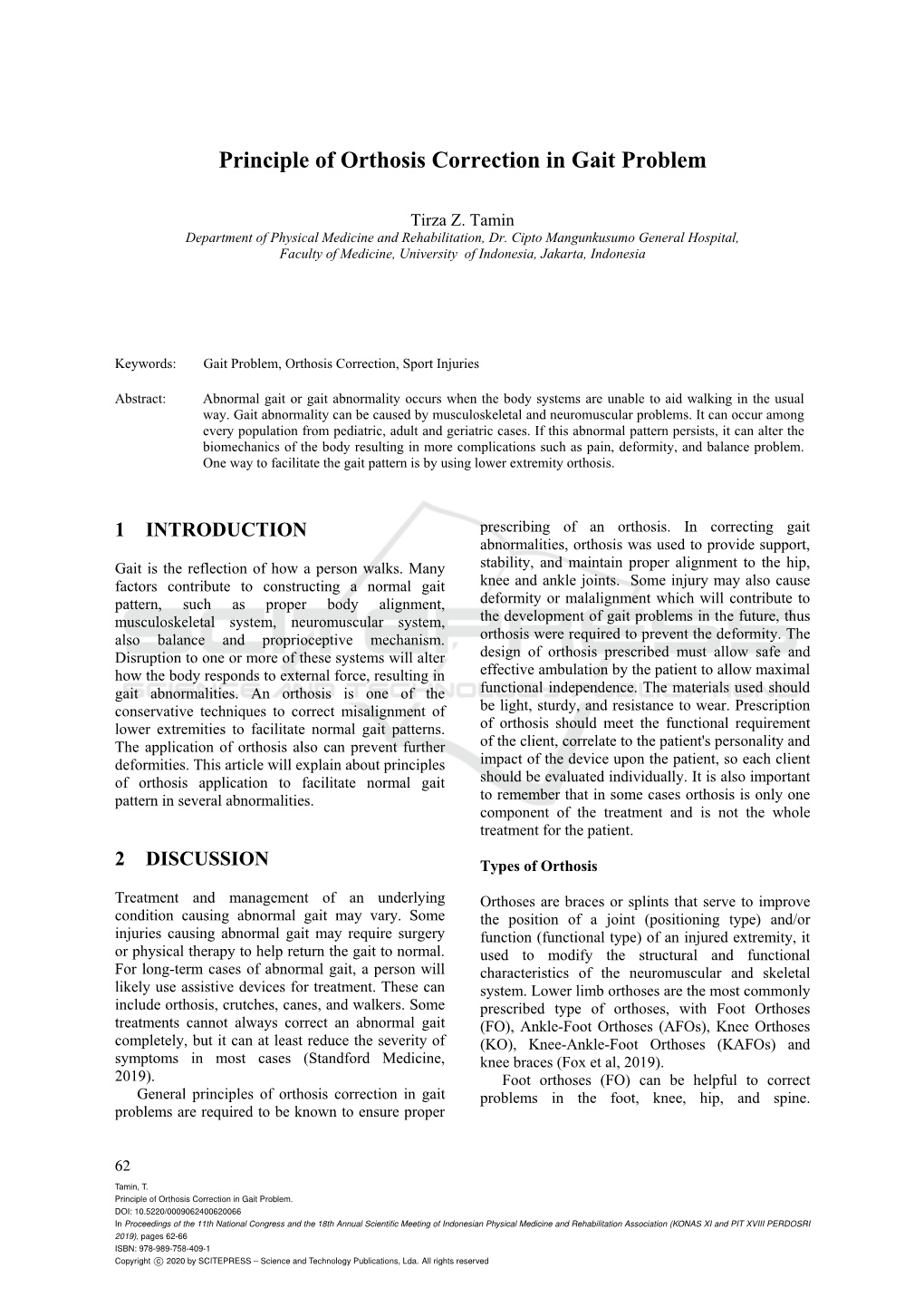 Principle of Orthosis Correction in Gait Problem