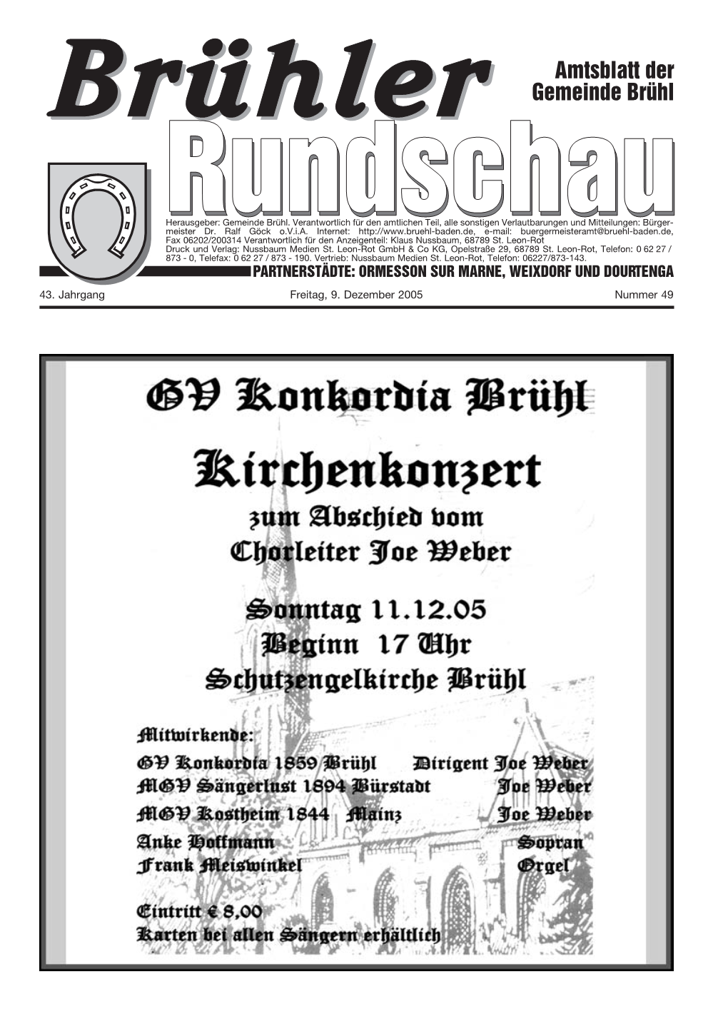 Brühler Amtsblatt Der Gemeinde Brühl