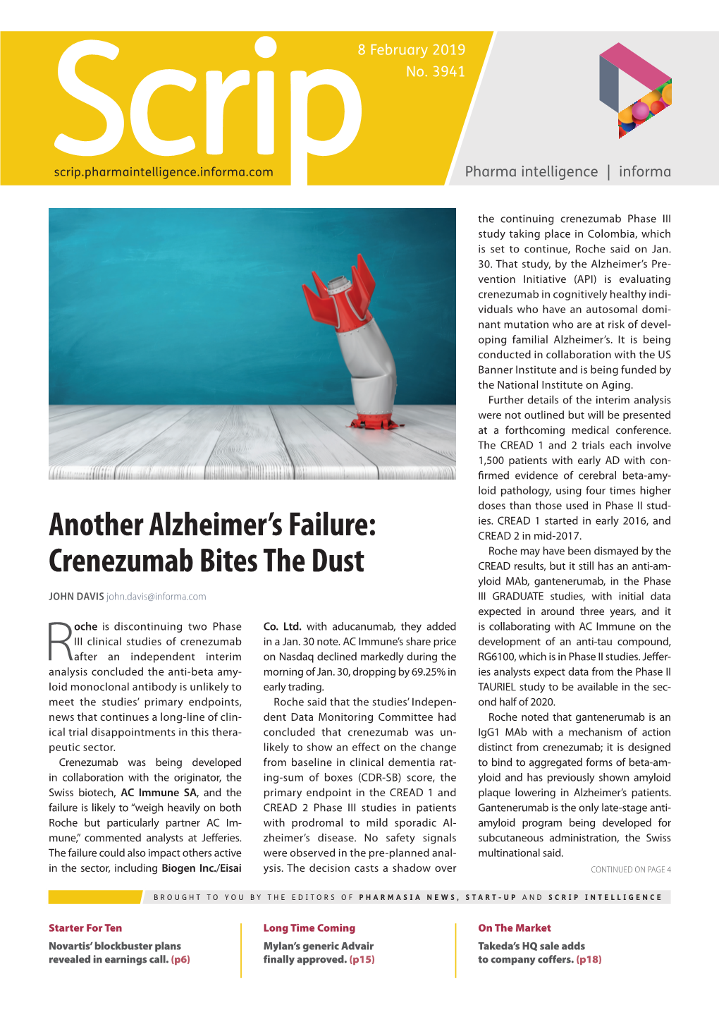 Another Alzheimer's Failure: Crenezumab Bites the Dust