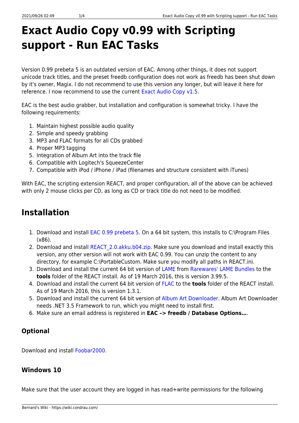 Exact Audio Copy V0.99 with Scripting Support - Run EAC Tasks Exact Audio Copy V0.99 with Scripting Support - Run EAC Tasks