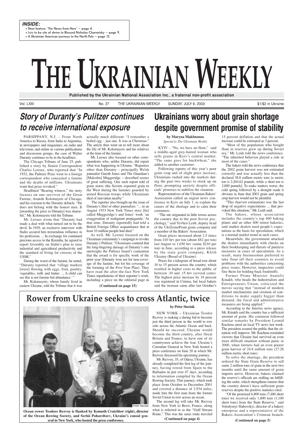 The Ukrainian Weekly 2003, No.27