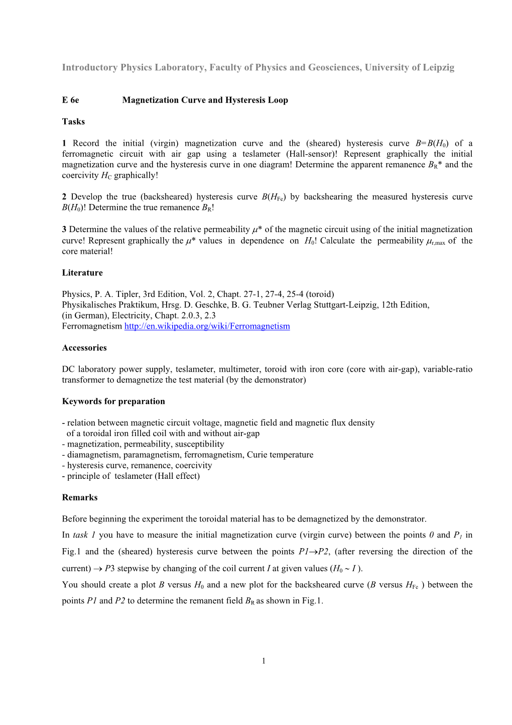 Introductory Physics Laboratory, Faculty of Physics and Geosciences, University of Leipzig