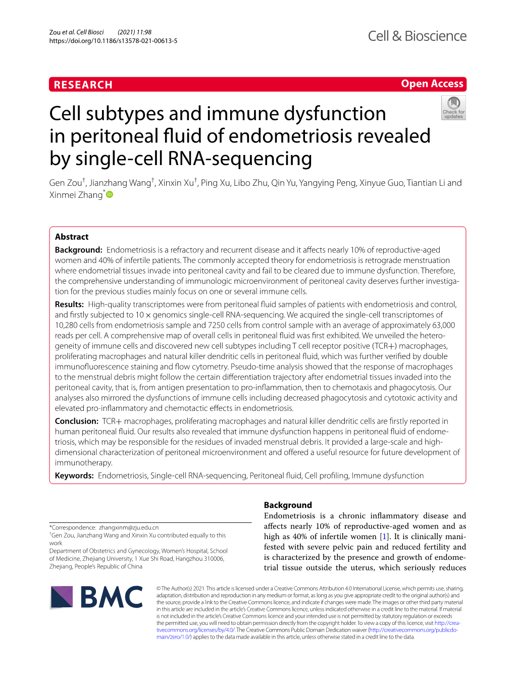 Cell Subtypes and Immune Dysfunction in Peritoneal Fluid Of