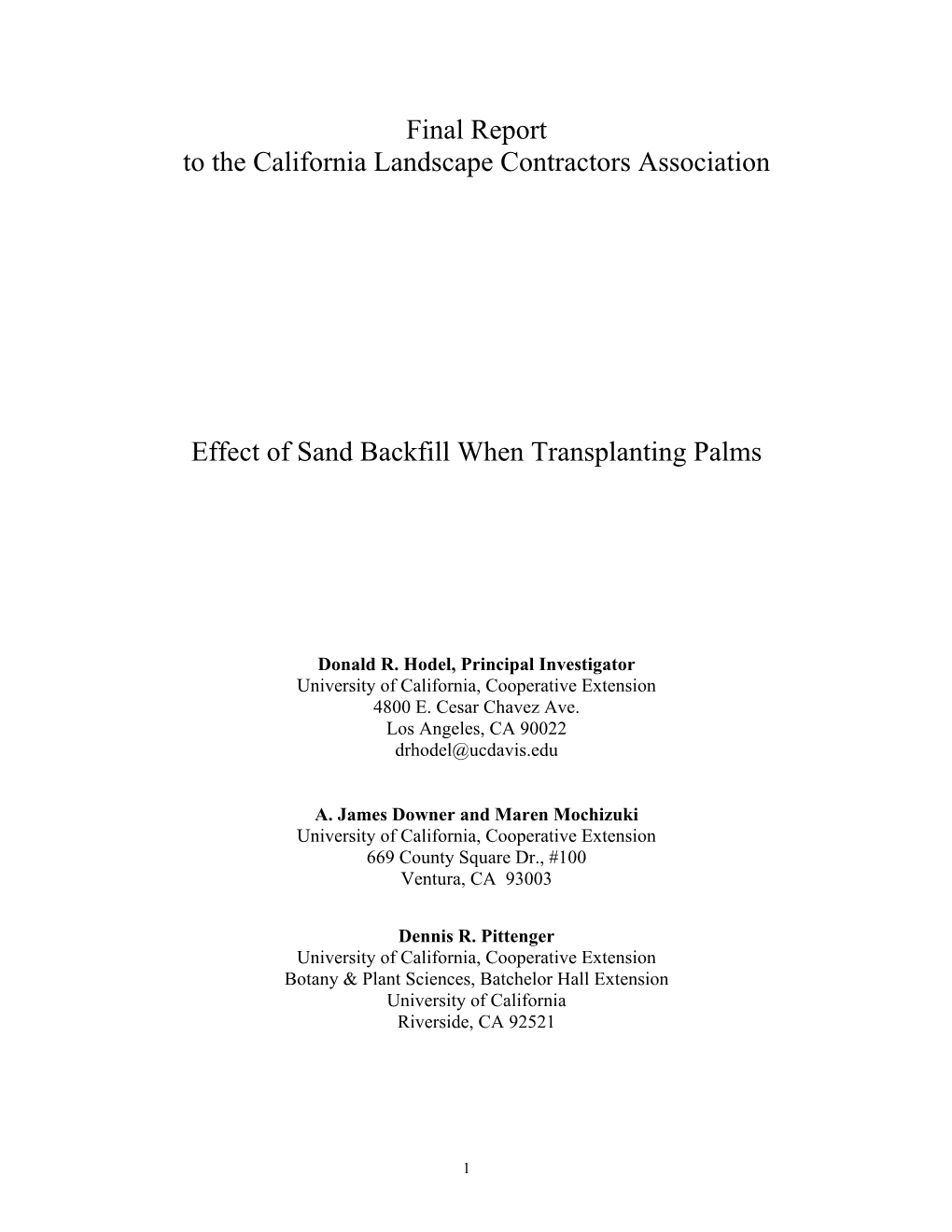 Effect of Sand Backfill When Transplanting Palms