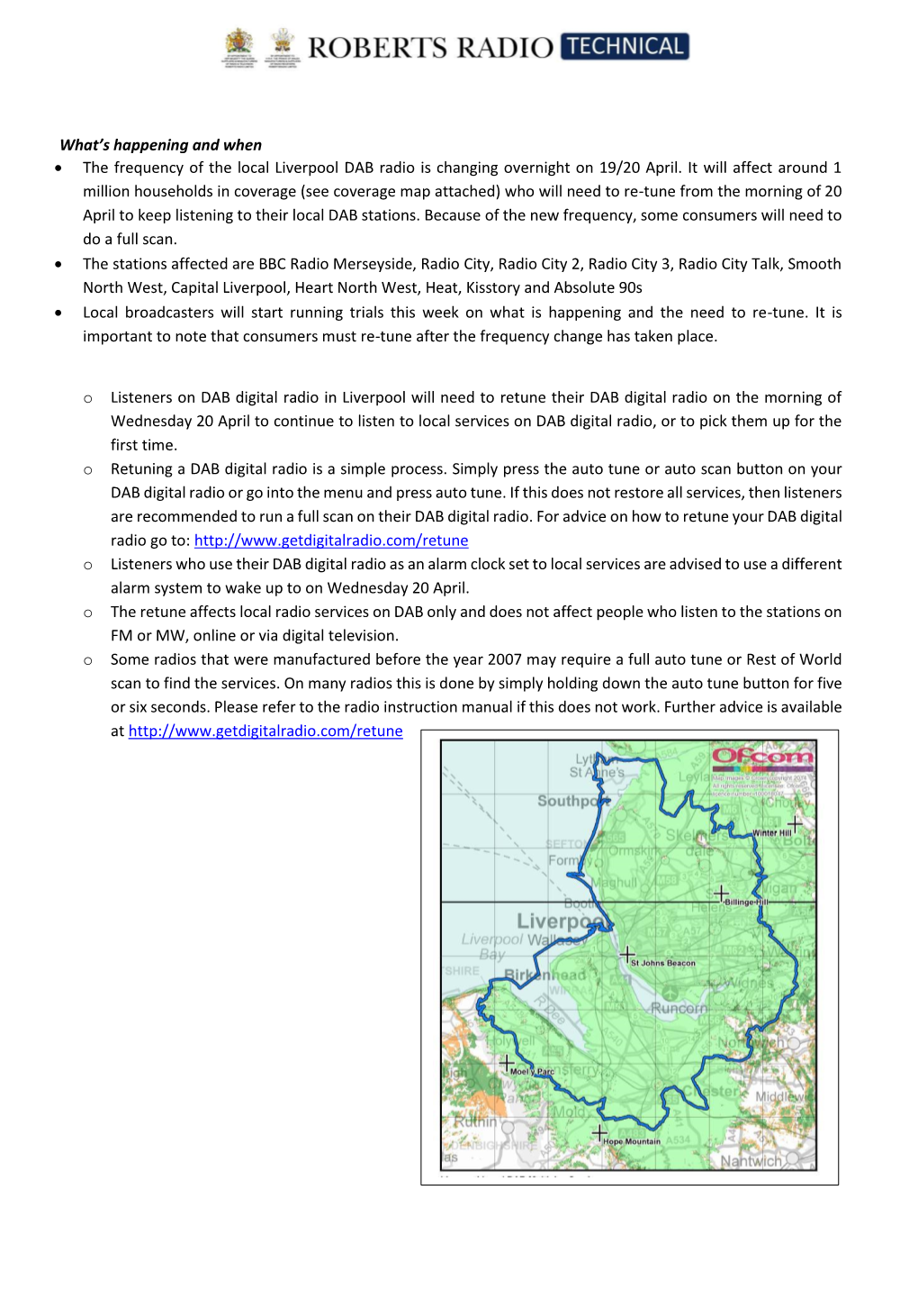 What's Happening and When • the Frequency of the Local Liverpool DAB Radio Is Changing Overnight on 19/20 April. It Will