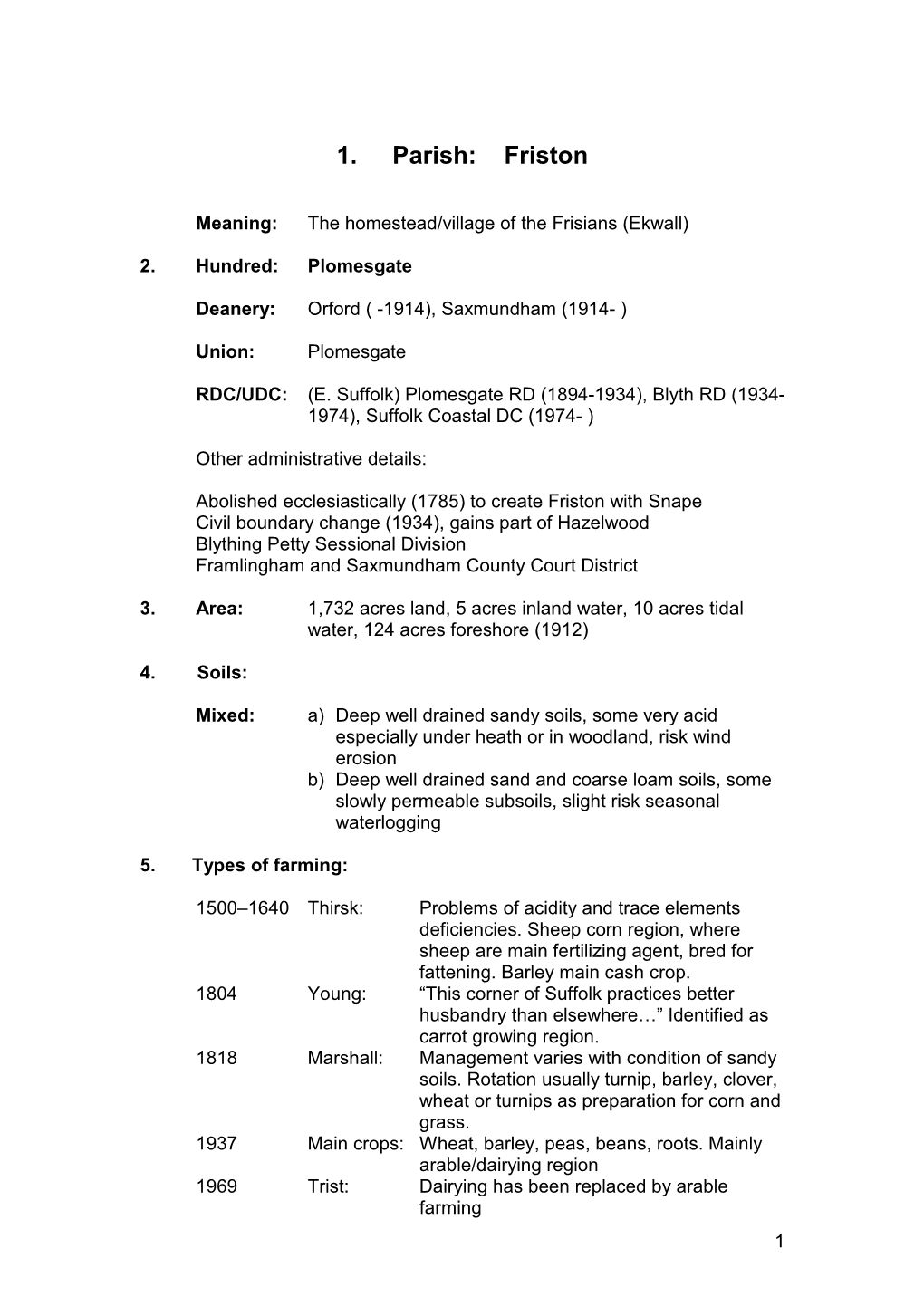 1. Parish: Friston