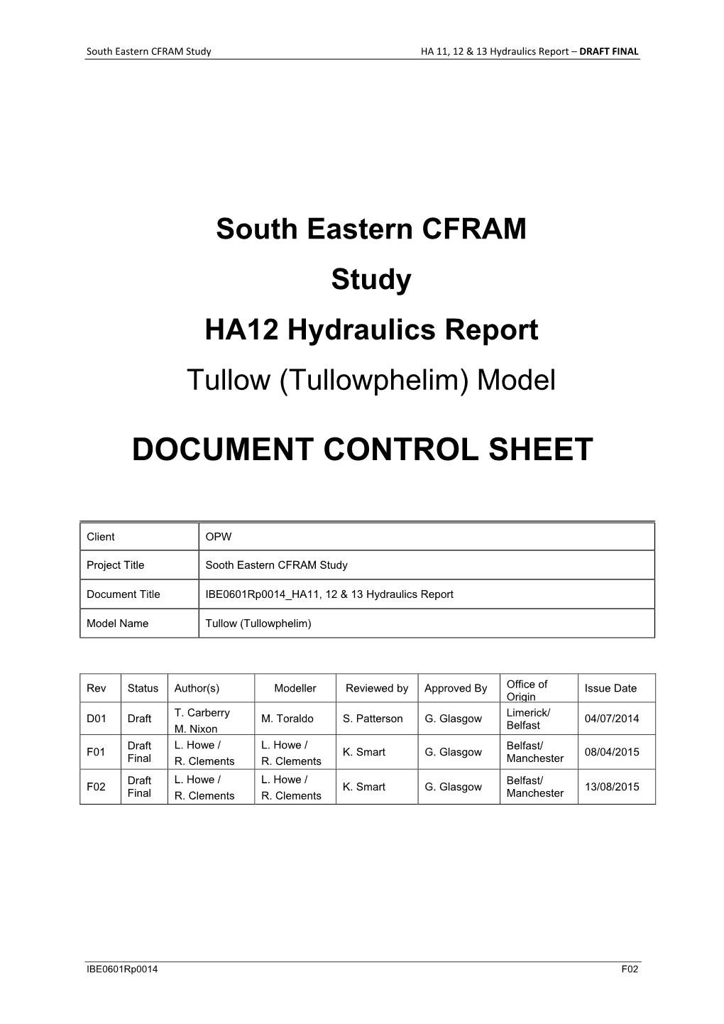 Document Control Sheet