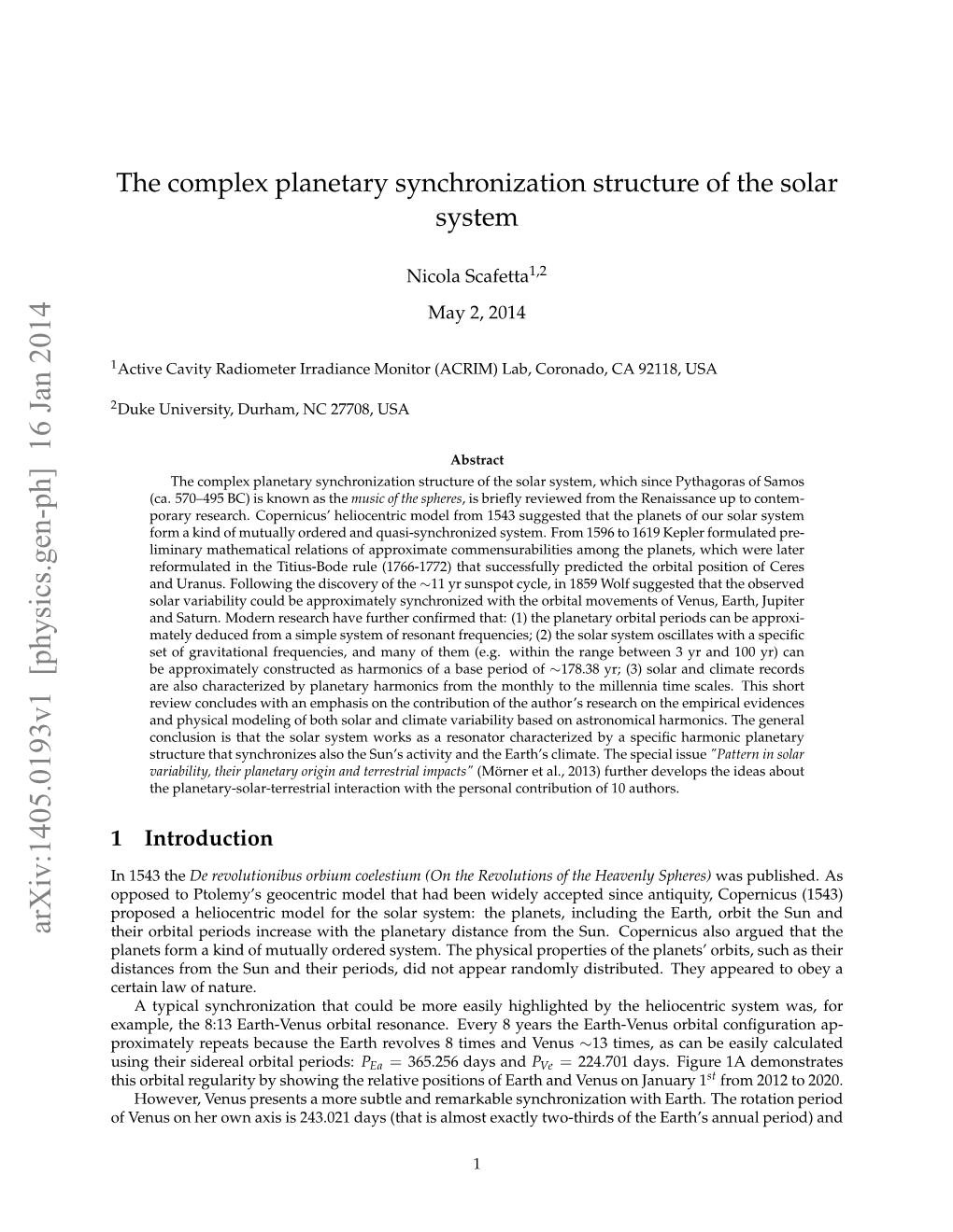 The Complex Planetary Synchronization Structure of the Solar System