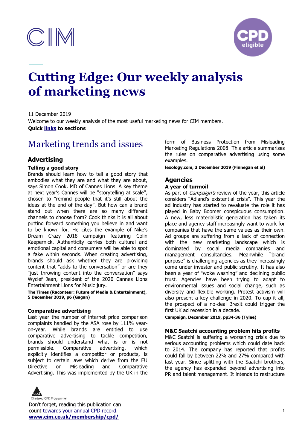 Cutting Edge: Our Weekly Analysis of Marketing News