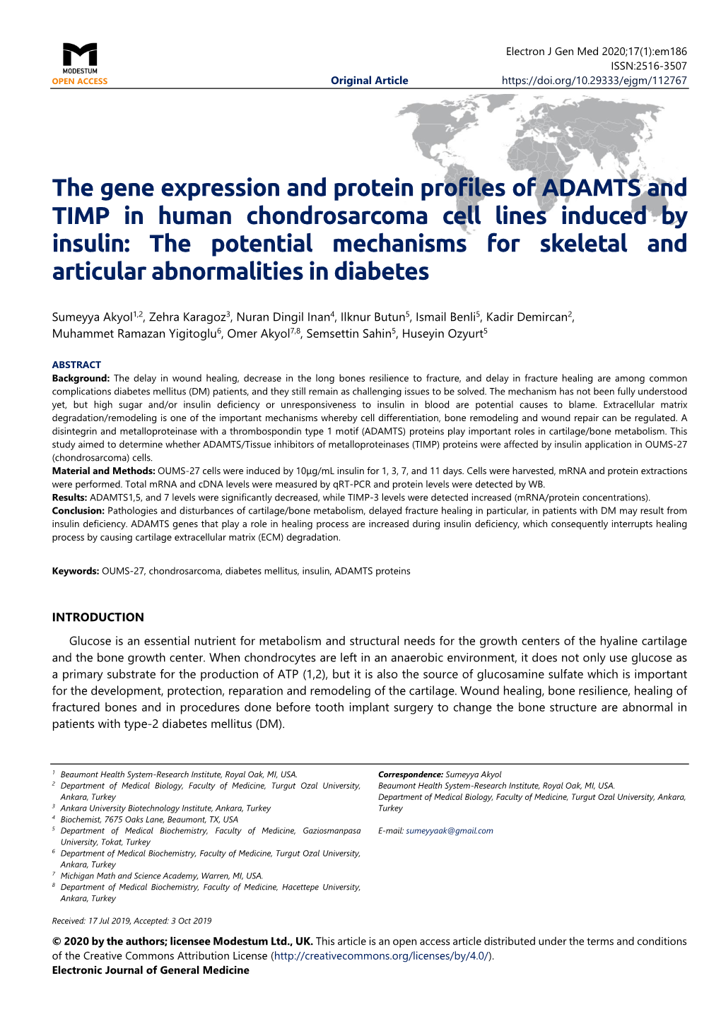 The Gene Expression and Protein Profiles of ADAMTS and TIMP In