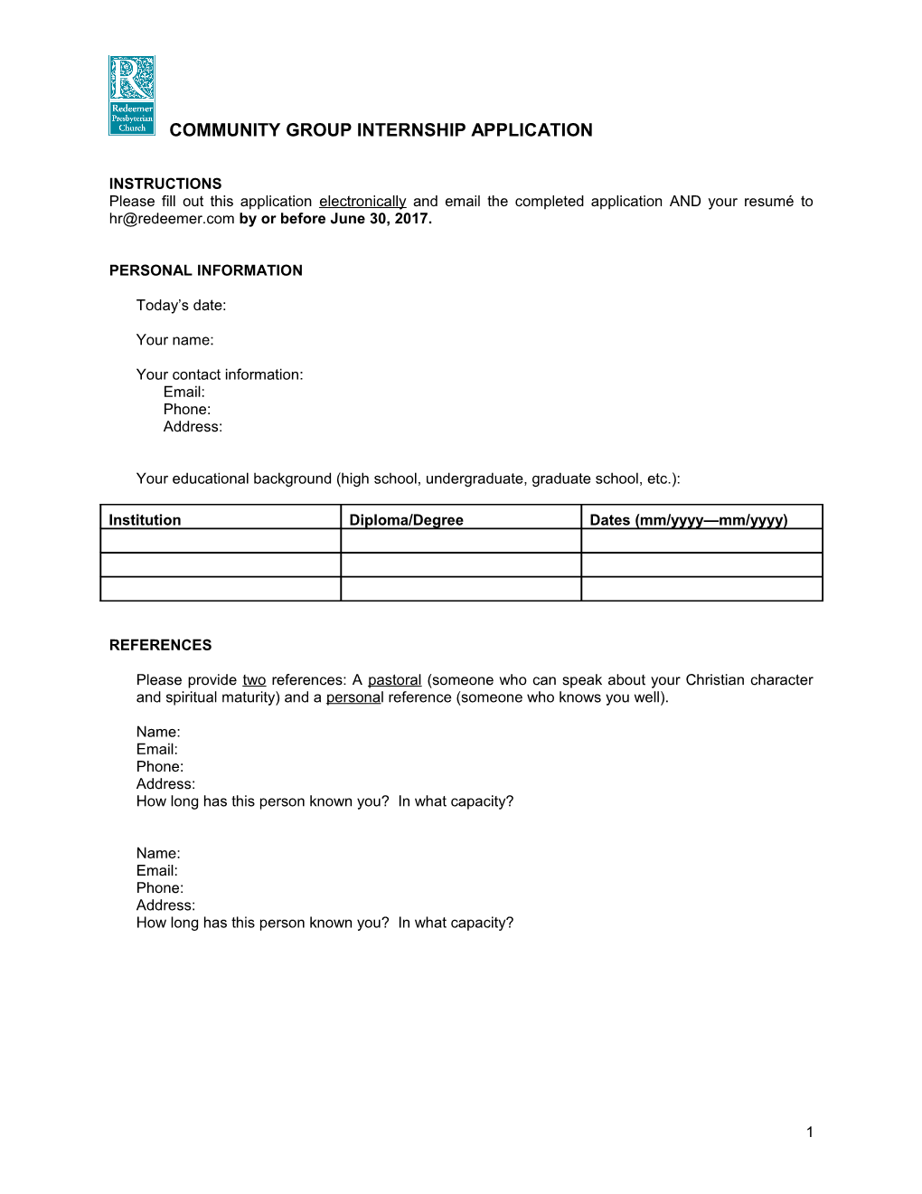 Application for Internship s1