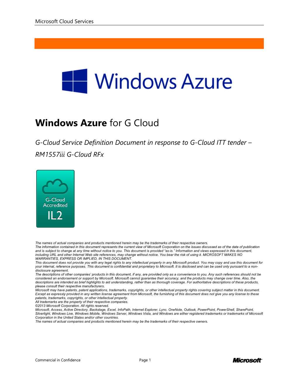 Windows Azure for G Cloud