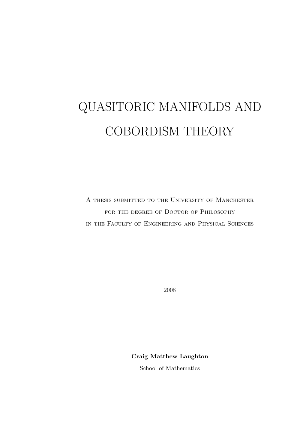 Quasitoric Manifolds and Cobordism Theory