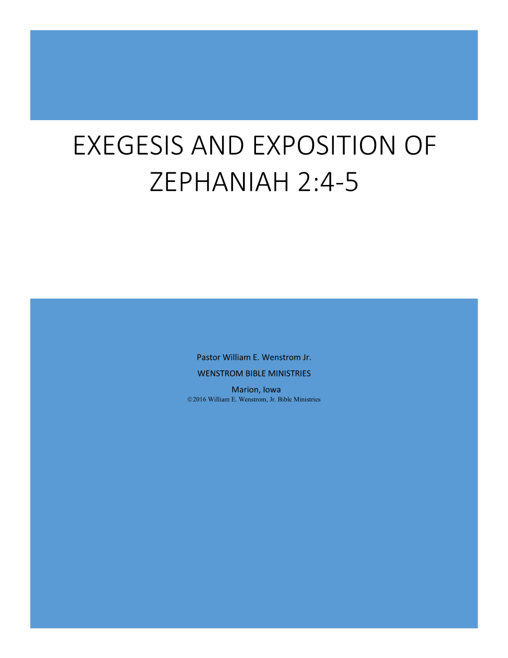 Exegesis and Exposition of Zephaniah 2:4-5