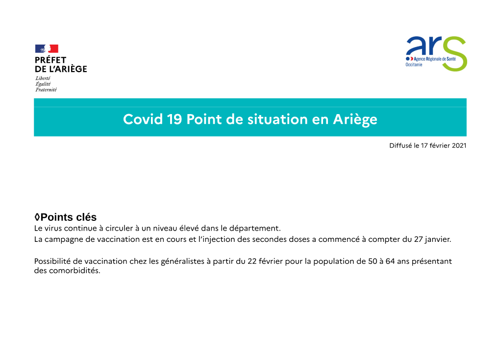 Covid 19 Point De Situation En Ariège