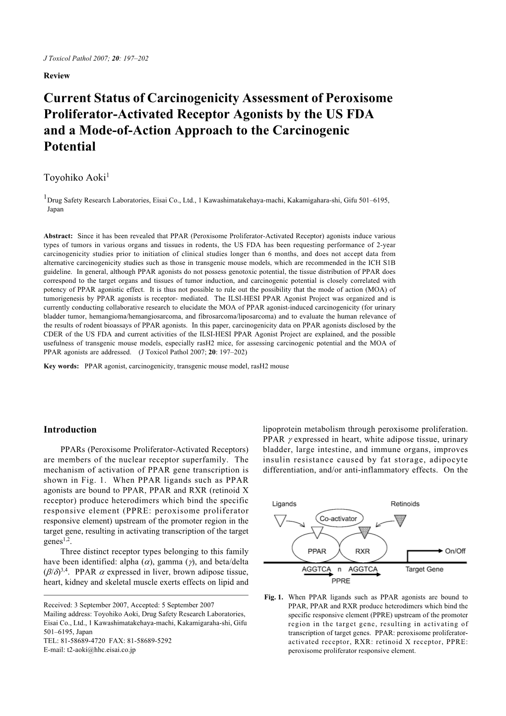 Current Status of Carcinogenicity Assessment of Peroxisome