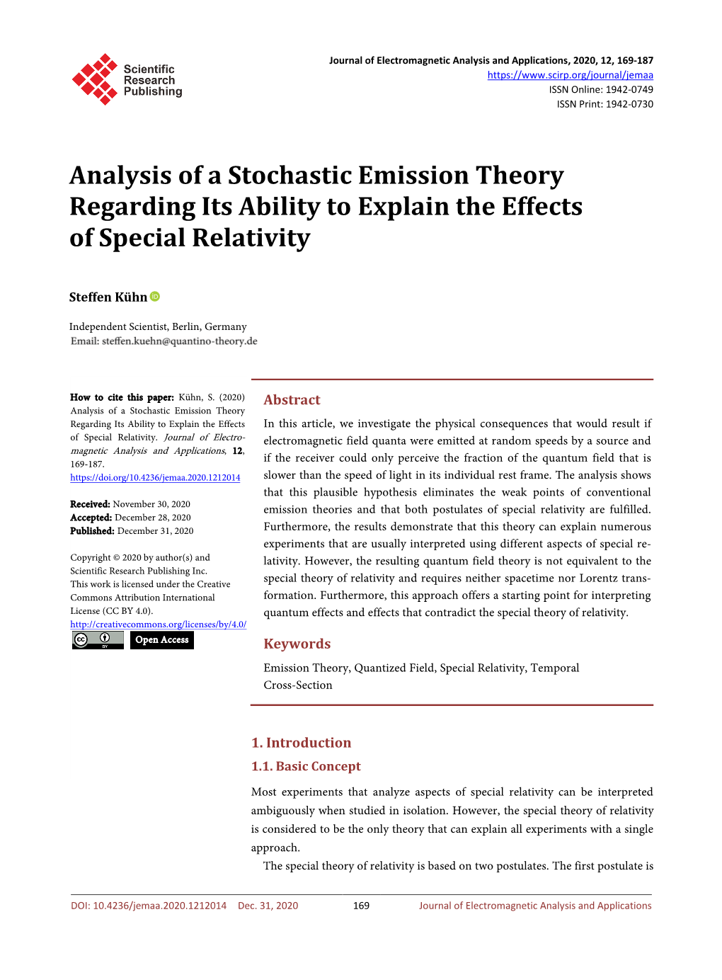 Analysis of a Stochastic Emission Theory Regarding Its Ability to Explain the Effects of Special Relativity