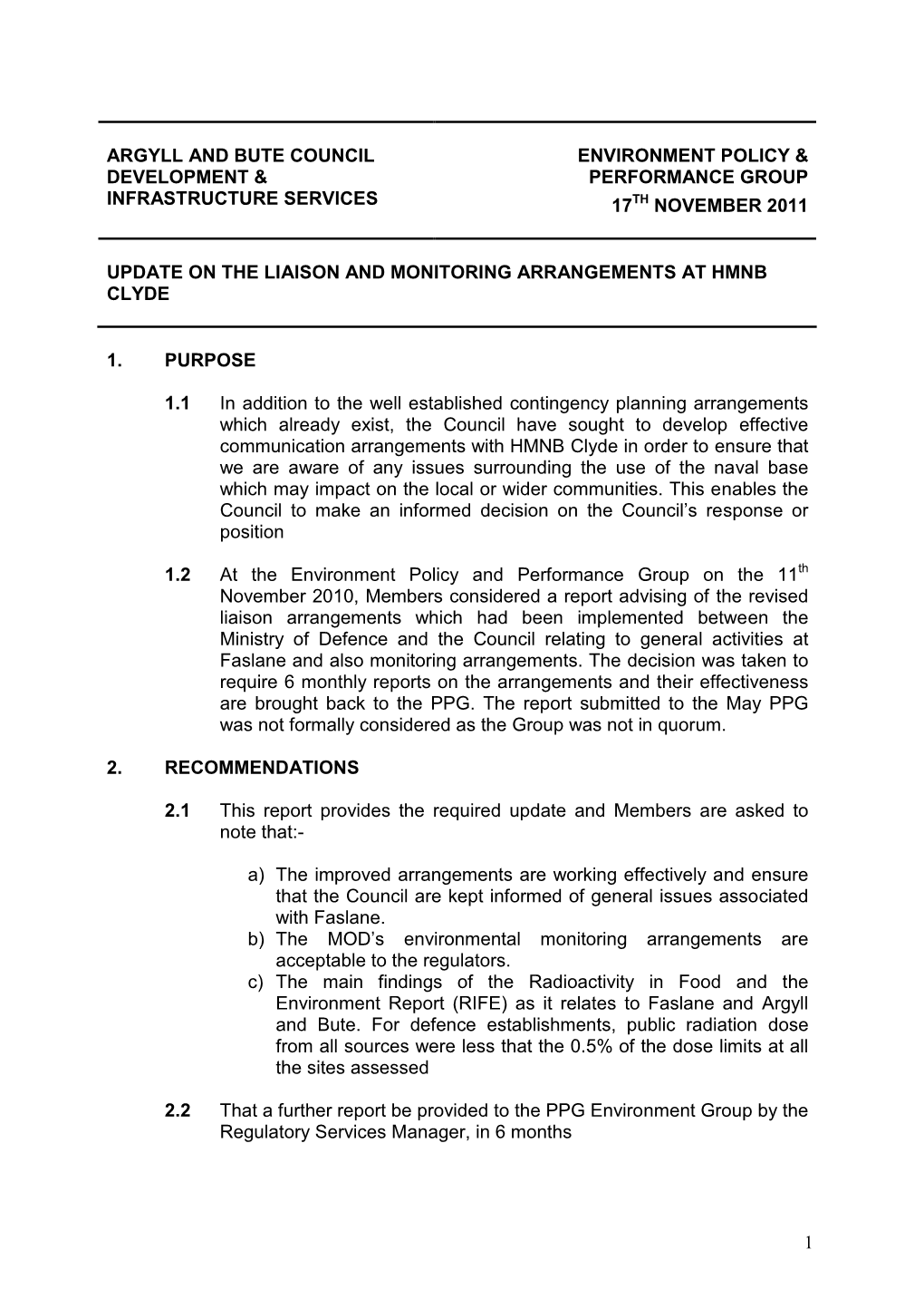 1 Argyll and Bute Council Development