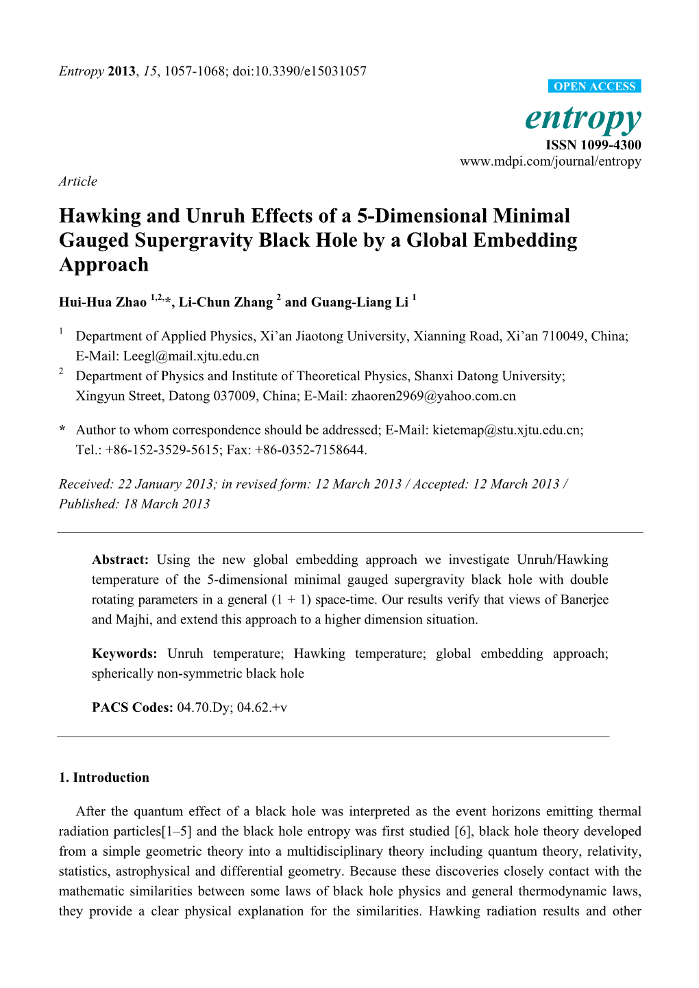 Hawking and Unruh Effects of a 5-Dimensional Minimal Gauged Supergravity Black Hole by a Global Embedding Approach