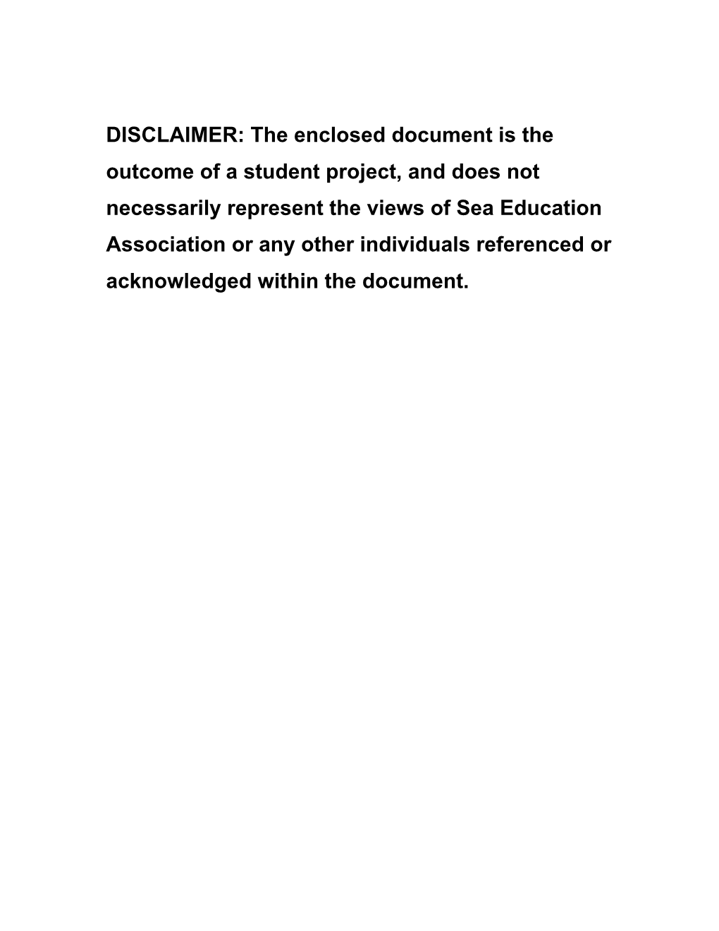 DISCLAIMER: the Enclosed Document Is