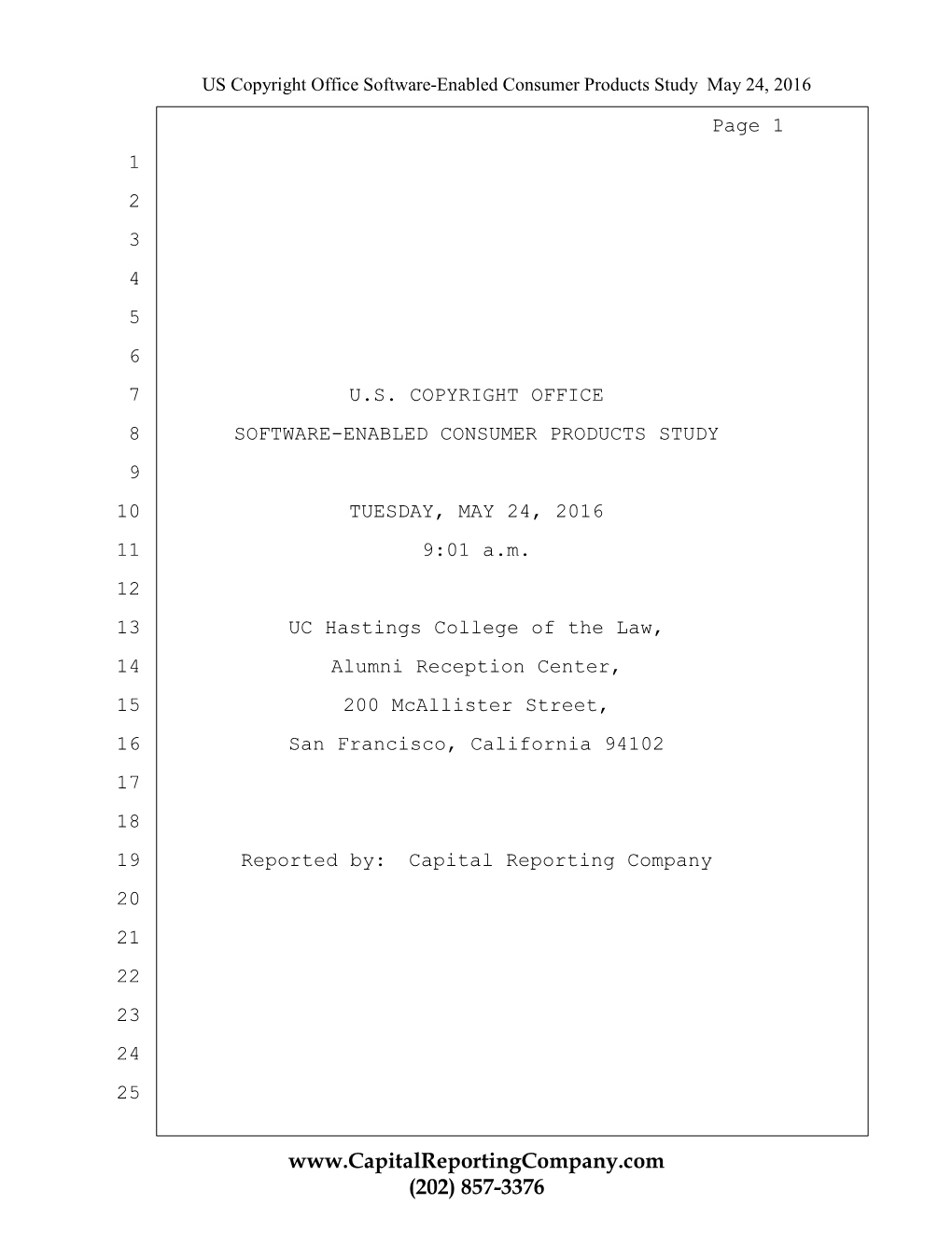 (202) 857-3376 US Copyright Office Software-Enabled Consumer Products Study May 24, 2016