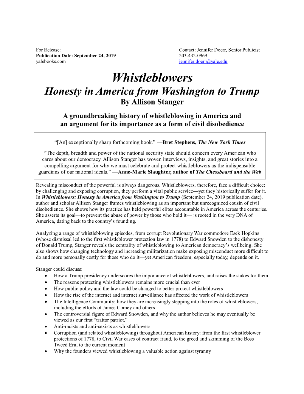 Whistleblowers Honesty in America from Washington to Trump by Allison Stanger