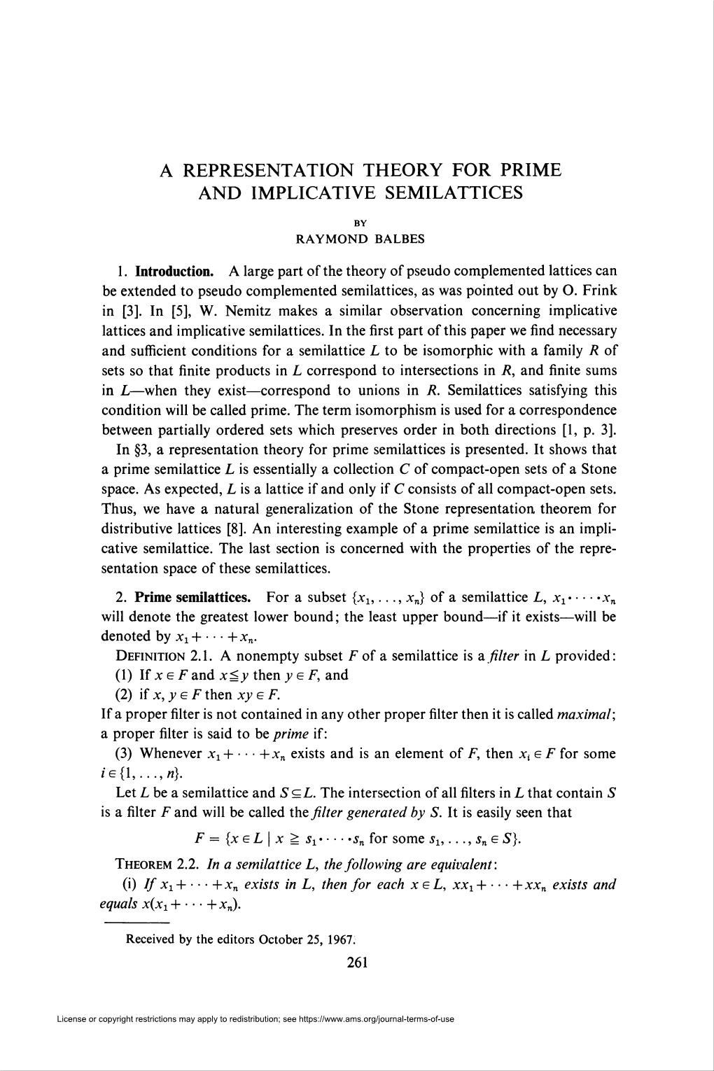 A Representation Theory for Prime and Implicative Semilattices