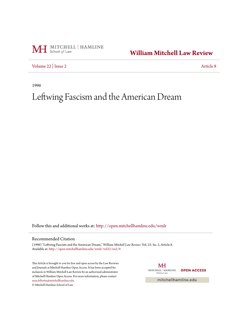 Leftwing Fascism and the American Dream