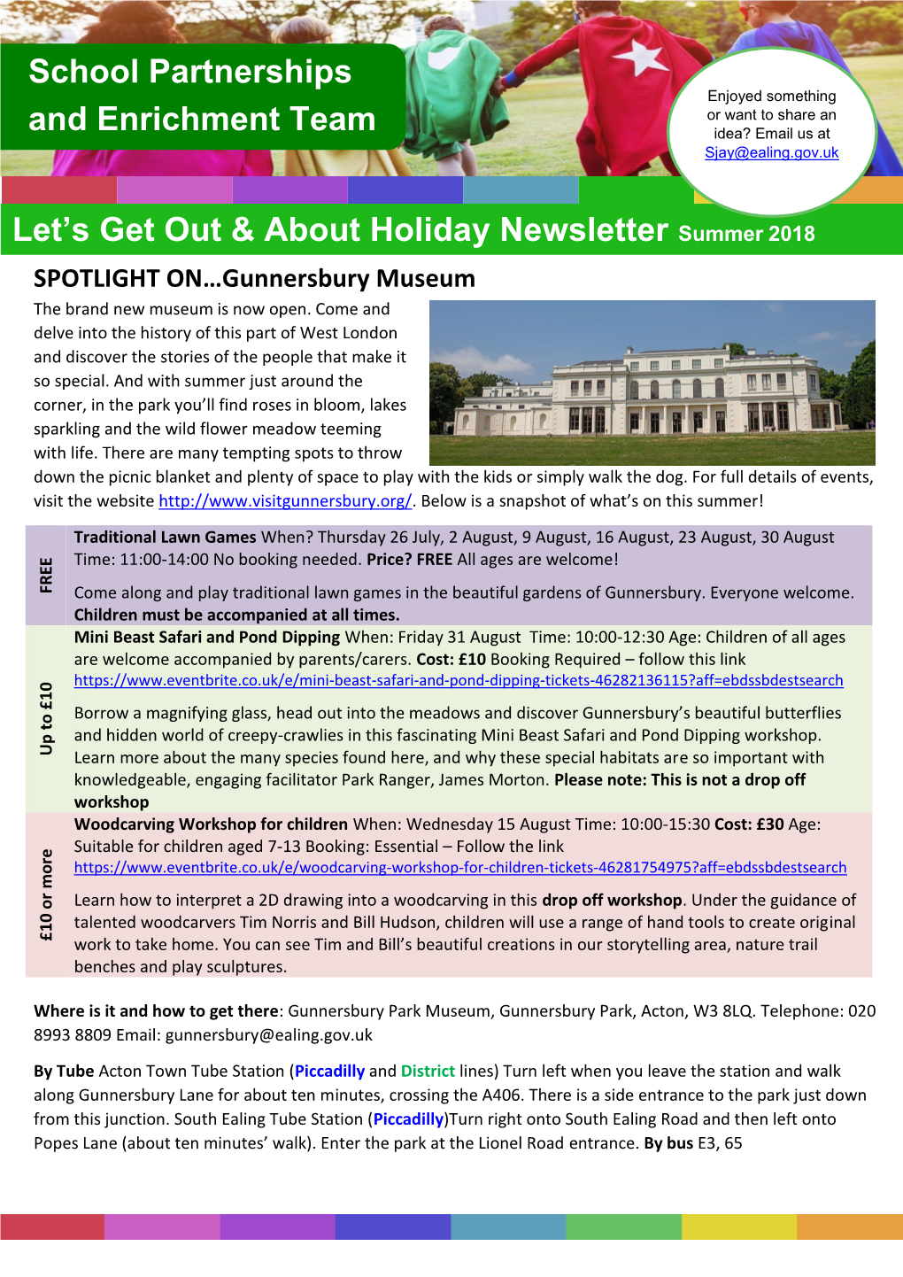 Let's Get out & About Holiday Newsletter Summer 2018 School