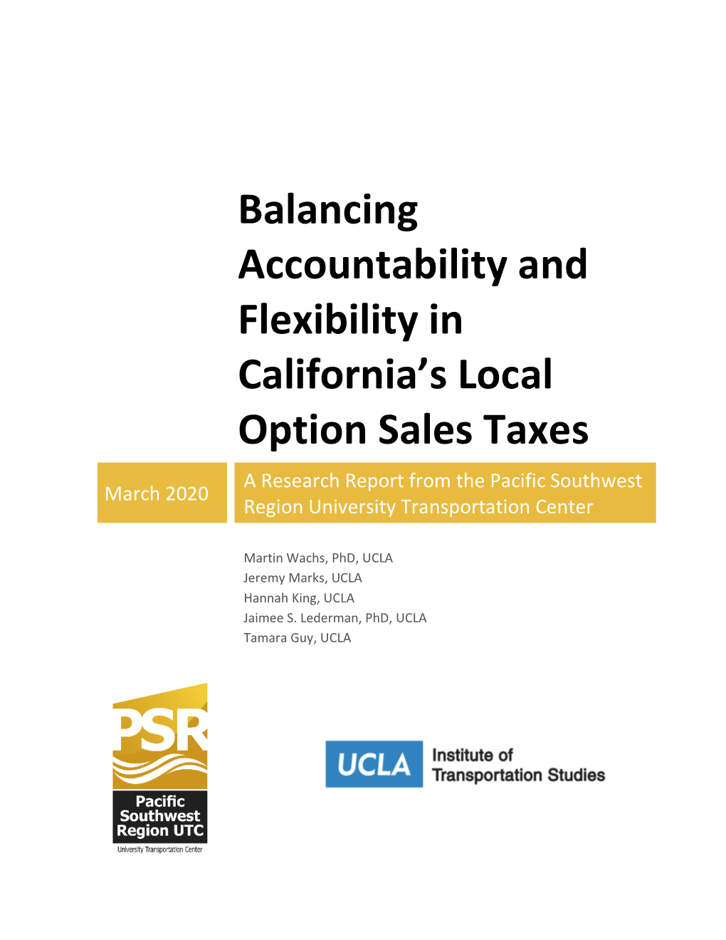 Balancing Accountability and Flexibility in California's Local