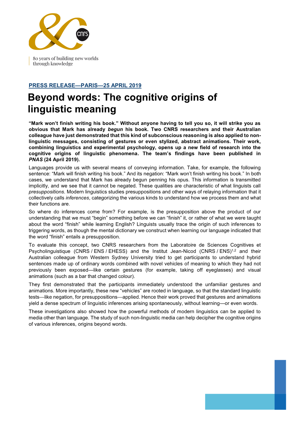 The Cognitive Origins of Linguistic Meaning