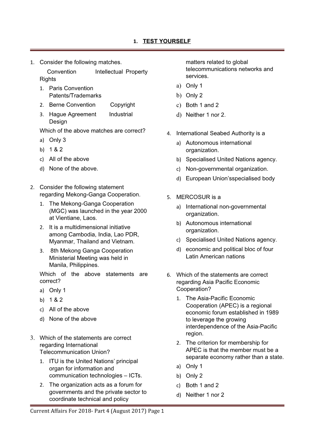 Current Affairs for 2018- Part 4 (August 2017) Page 3