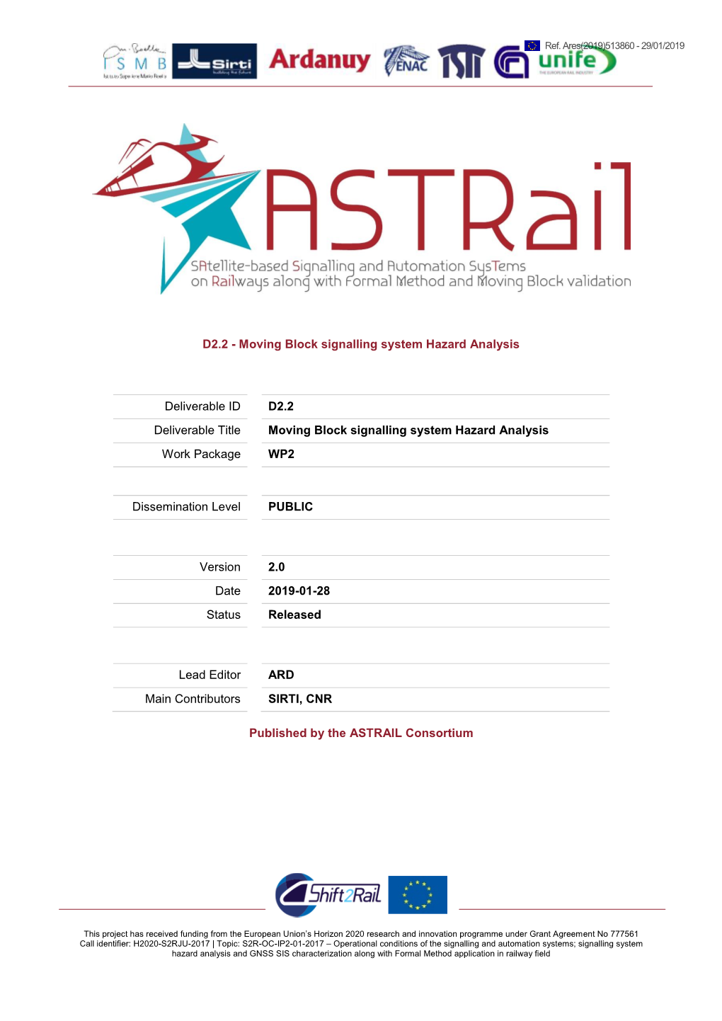 D2.2 - Moving Block Signalling System Hazard Analysis