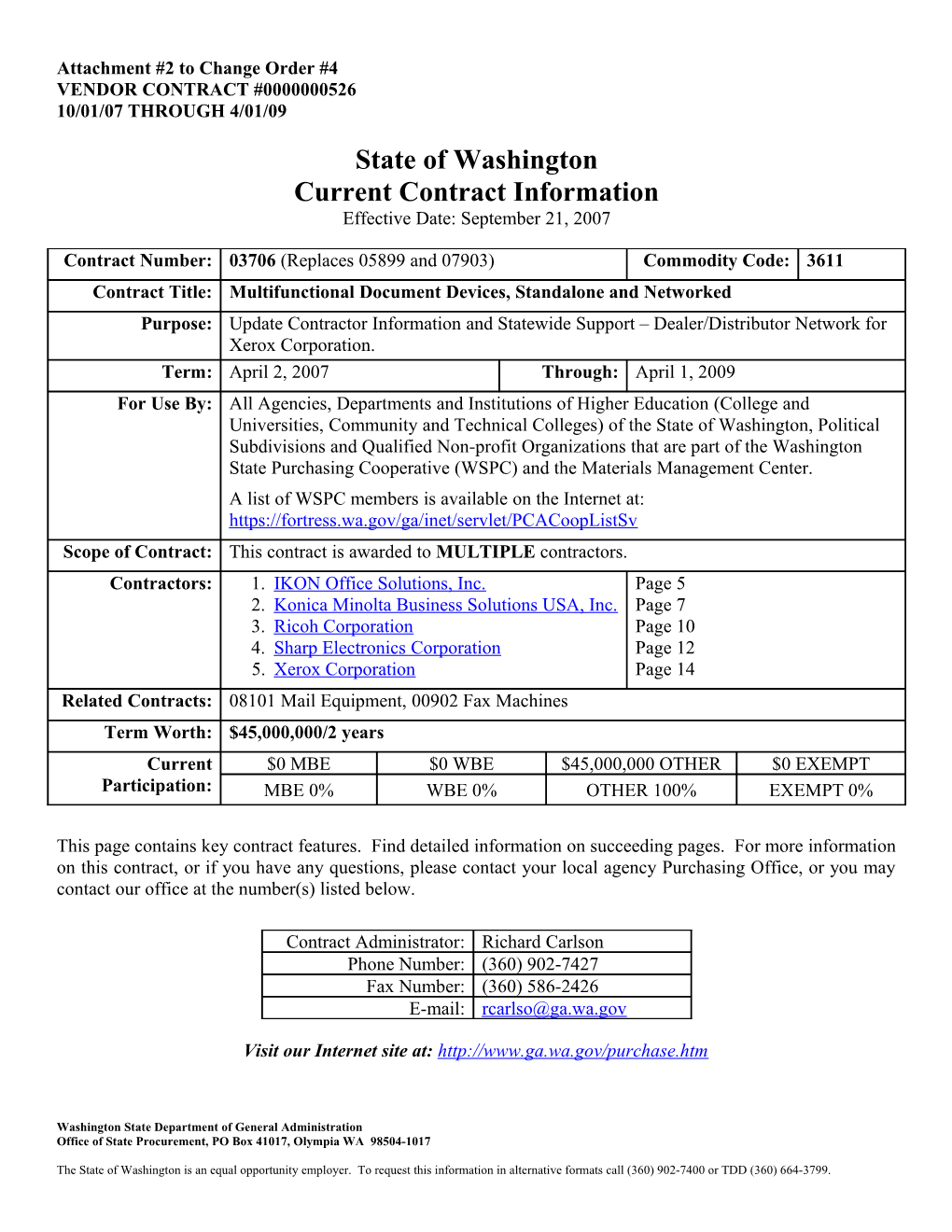 Current Contract Information Form