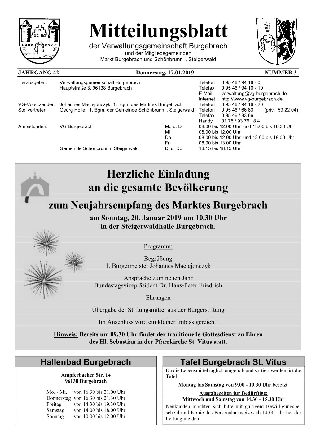 Mitteilungsblatt Der Verwaltungsgemeinschaft Burgebrach Und Der Mitgliedsgemeinden Markt Burgebrach Und Schönbrunn I