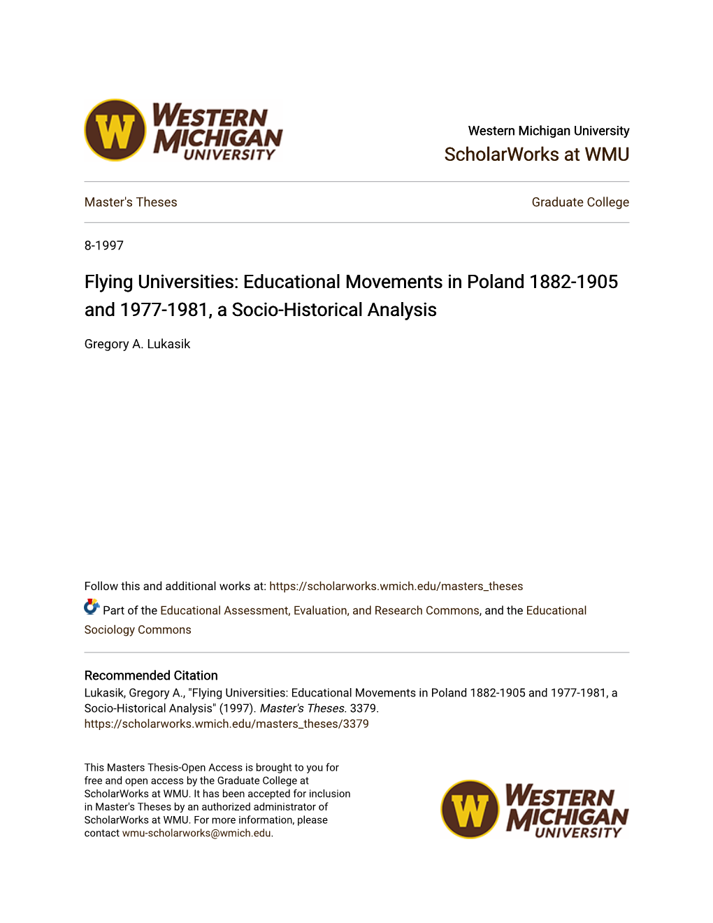 Flying Universities: Educational Movements in Poland 1882-1905 and 1977-1981, a Socio-Historical Analysis